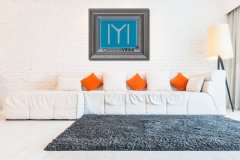 45 cm x 52 cm Gümüş Renk Kayı Boyu Bayrağı Tablo Çerçeve