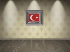 45 cm x 52 cm Gümüş Renk Türk Bayrağı Tablo Çerçeve