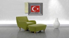 45 cm x 52 cm Gümüş Renk Türk Bayrağı Tablo Çerçeve