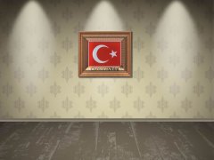 45 cm x 52 cm Sarı Renk Türk Bayrağı Tablo Çerçeve