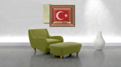 45 cm x 52 cm Sarı Renk Türk Bayrağı Tablo Çerçeve