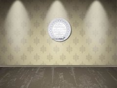 33 cm Beyaz Gümüş Tabak Taşlı Nazar Duası Yazılı Tablo Çerçeve