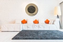 33 cm Sarı Tabak Taşlı Nazar Duası Yazılı Tablo Çerçeve