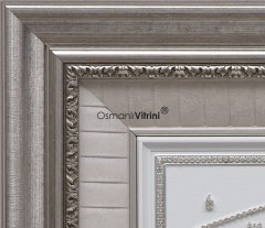 48 cm x 76 cm Gümüş Renk Taşlı Besmele Yazılı Tablo Çerçeve