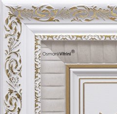 48 cm x 76 cm Beyaz Sarı Renk Kelimei Tevhid Yazılı Tablo Çerçeve