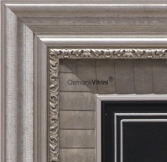 48 cm x 76 cm Gümüş Renk Kelimei Tevhid Yazılı Tablo Çerçeve