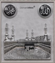 50 cm x 52 cm Gümüş Renk Kabe Pano