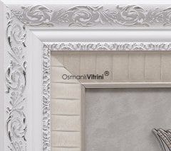 50 cm x 60 cm Beyaz Gümüş Renk Bereket Duası Lalegül Tablo Çerçeve