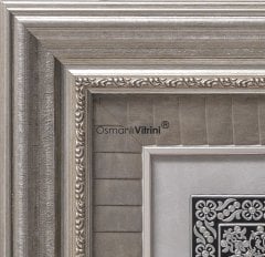55 cm x 95 cm Gümüş Ayetel Kursi & İsmi Nebi & İsmi Celil Yazılı Tablo Çerçeve