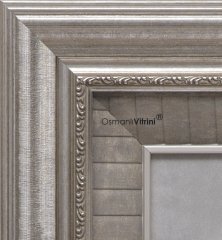 60 cm x 65 cm Gümüş Renk Osmanlı Tuğrası Arması Tablo Çerçeve