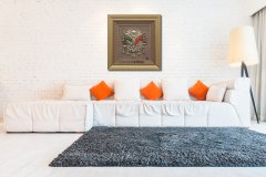 60 cm x 65 cm Sarı Renk Osmanlı Tuğrası Arması Tablo Çerçeve