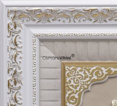 61 cm x 71 cm Beyaz Altın Renk İsmi Nebi Tablo Çerçeve