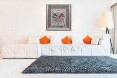 70 cm x 75 cm Gümüş Renk Osmanlı Tuğrası Arması Tablo Çerçeve