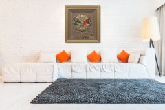 70 cm x 75 cm Altın Renk Osmanlı Tuğrası Arması Tablo Çerçeve