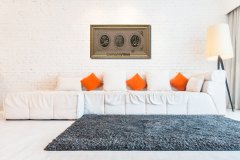 70 cm x 120 cm Sarı Renk Az Taşlı Ayetel Kursi & İsmi Nebi & İsmi Celil Yazılı Tablo Çerçeve