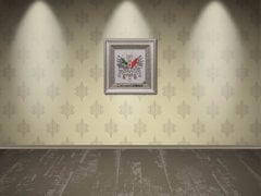75 cm x 80 cm Beyaz Gümüş Renk Taşlı Osmanlı Tuğrası Arma Tablo Çerçeve
