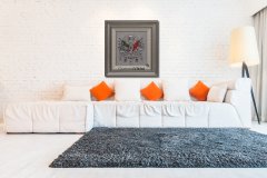 75 cm x 80 cm Gümüş Renk Taşlı Osmanlı Tuğrası Arma Tablo Çerçeve
