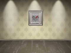 75 cm x 80 cm Beyaz Gümüş Renk Taşlı Osmanlı Tuğrası Arma Tablo Çerçeve
