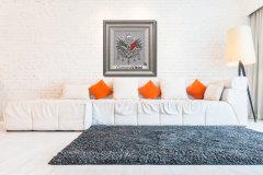 75 cm x 80 cm Beyaz Gümüş Renk Taşlı Osmanlı Tuğrası Arma Tablo Çerçeve