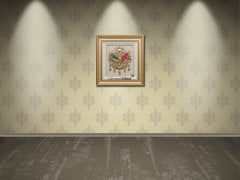 75 cm x 80 cm Beyaz Sarı Renk Osmanlı Tuğrası Arma Tablo Çerçeve