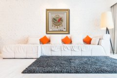 75 cm x 80 cm Beyaz Sarı Renk Osmanlı Tuğrası Arma Tablo Çerçeve