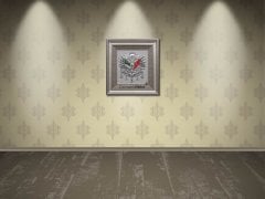 75 cm x 80 cm Gümüş Renk Taşlı Osmanlı Tuğrası Arma Tablo Çerçeve