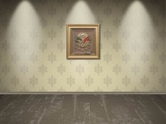 75 cm x 80 cm Sarı Renk Taşlı Osmanlı Tuğrası Arma Tablo Çerçeve
