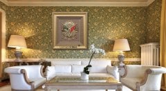 75 cm x 80 cm Sarı Renk Taşlı Osmanlı Tuğrası Arma Tablo Çerçeve