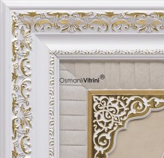 75 cm x 82 cm Beyaz Sarı Büyük Yıldız Nazar Yazılı Tablo Çerçeve