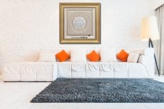 75 cm x 140 cm Beyaz Gümüş Renk Az Taşlı İsmi nebi & İsmi celil Kabe Tablo Çerçeve