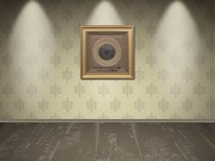 80 cm x 80 cm Sarı Renk Tam Taşlı Esmaul Husna Yazılı Tablo Çerçeve