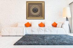 80 cm x 80 cm Sarı Renk Tam Taşlı Esmaul Husna Yazılı Tablo Çerçeve