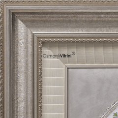 80 cm x 80 cm Beyaz Gümüş Renk Tam Taşlı Esmaul Husna Yazılı Tablo Çerçeve