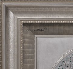 80 cm x 80 cm Gümüş Renk Tam Taşlı İsmi Nebi Yazılı Tablo Çerçeve