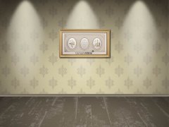 82 cm x 147 cm Sarı Renk Az Taşlı İsmi Celil & İsmi Nebi & Ayetel Kursi Yazılı Tablo Çerçeve