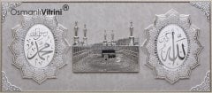 86 cm x 155 cm Beyaz Gümüş Renk Taşlı Kabe Tablo Çerçeve