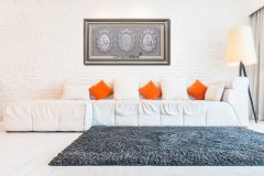 86 cm x 155 cm Beyaz Gümüş Renk Taşlı İsmi Nebi & İsmi Celil & Ayetel Kursi  Tablo Çerçeve