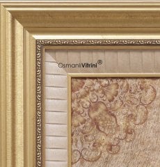 71 cm x 94 cm Sarı Renk Ceylan Desenli Osmanlı Tuğrası Yazılı Tablo Çerçeve