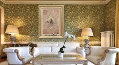 71 cm x 94 cm Sarı Renk Ceylan Desenli Osmanlı Tuğrası Yazılı Tablo Çerçeve