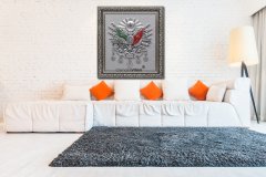 100 cm x 115 cm Gümüş Dev Arma Tablo Çerçeve