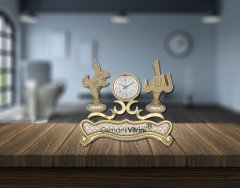 19 cm x 29 cm Üçlü Biblo Saat Sarı Renk