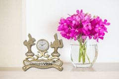 19 cm x 29 cm Üçlü Biblo Saat Sarı Renk