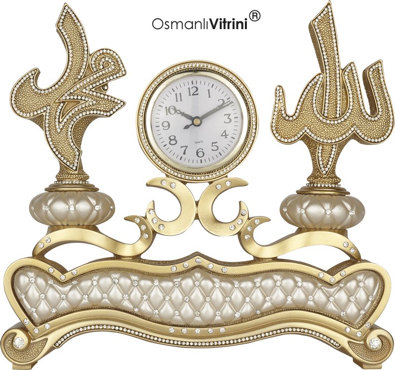 19 cm x 29 cm Üçlü Biblo Saat Sarı Renk