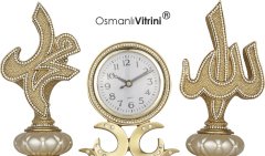 19 cm x 29 cm Üçlü Biblo Saat Sarı Renk