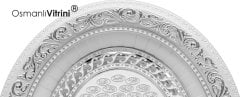 32 cm x 37 cm Beyaz Gümüş Renk Oval Esmaul Husna Tablo Çerçeve