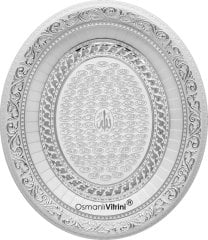 32 cm x 37 cm Beyaz Gümüş Renk Oval Esmaul Husna Tablo Çerçeve
