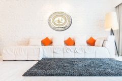 44 cm x 51 cm Beyaz Sarı Renk Az Taşlı Osmanlı Tuğrası Tablo Çerçeve