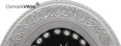 44 cm x 51 cm Beyaz Gümüş Renk Taşlı Lalegül Tablo Çerçeve