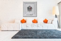 52 cm x 58 cm Beyaz Gümüş Renk Osmanlı Tugrası Arması Tablo Çerçeve