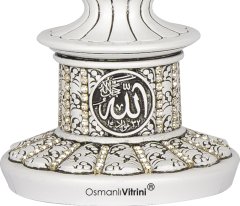 8 cm x 19 cm Beyaz Renk Taşlı Esmaül Hüsna İsmi Celil Biblo